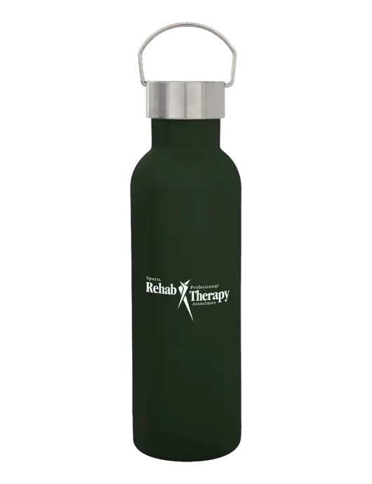 28 oz Dark Green Bubbli Stainless Steel Bottle w/Sports Rehab Logo