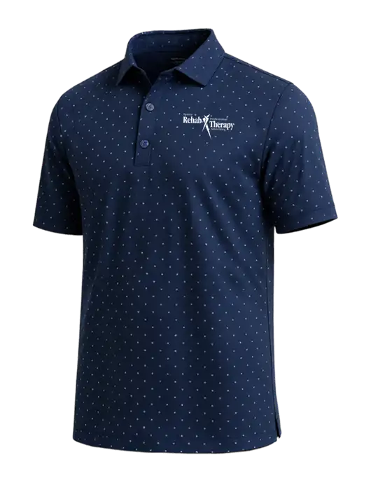 Callaway Micro Chev Dark Navy Print Polo w/Sports Rehab Logo