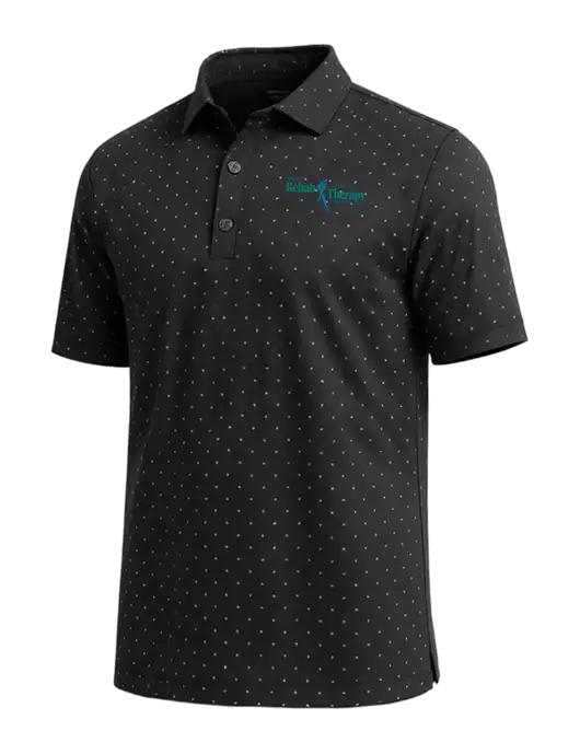 Callaway Micro Chev Black Print Polo w/Sports Rehab Logo