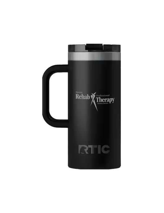 RTIC Road Trip 16 oz Black Travel Mug w/Sports Rehab Logo