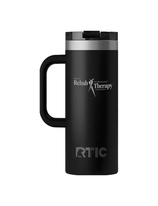 RTIC Road Trip 20 oz Black Travel Mug w/Sports Rehab Logo