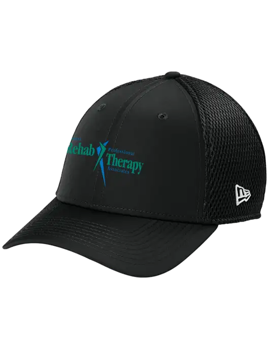 New Era 39THIRTY Performance Stretch Black Mesh Cap w/Sports Rehab Logo