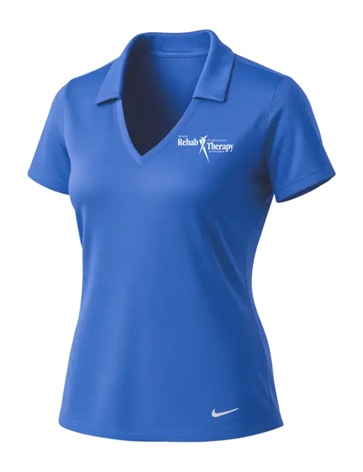 NIKE Light Royal Womens Dri-Fit Vertical Mesh Polo w/Sports Rehab Logo