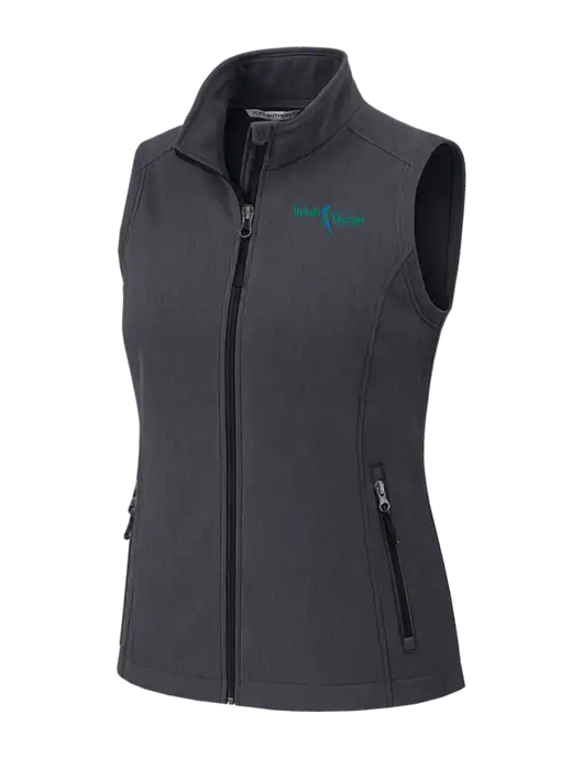 Charcoal Heather Womens Core Soft Shell Vest w/Sports Rehab Logo