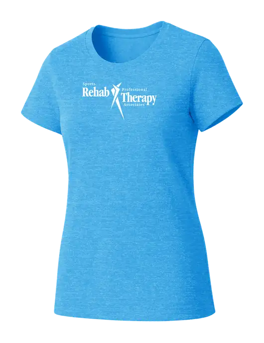 Womens Seriously Soft Light Sapphire T-Shirt w/Sports Rehab Logo