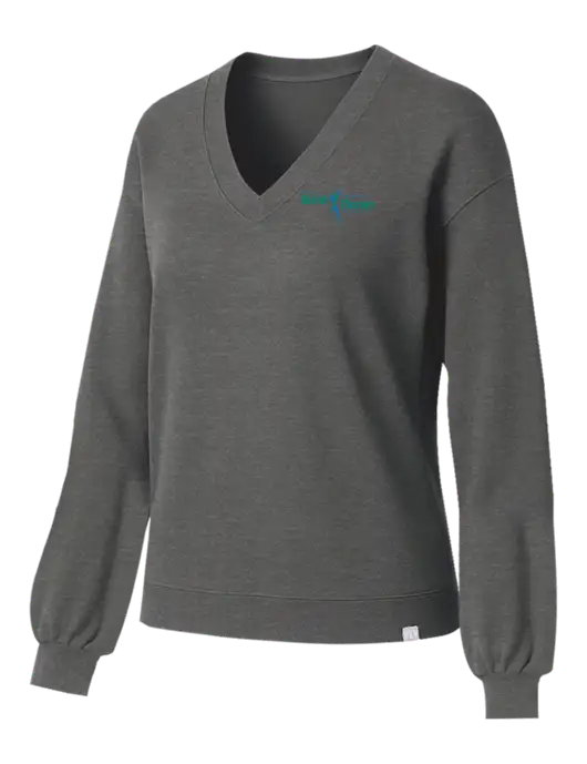 TravisMathew Womens Long Weekend Medium Heather Grey V-Neck
 w/Sports Rehab Logo