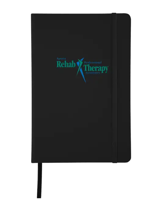 Black Comfort Touch Bound Journal 5 ¾" W x 8 ½” H w/Sports Rehab Logo