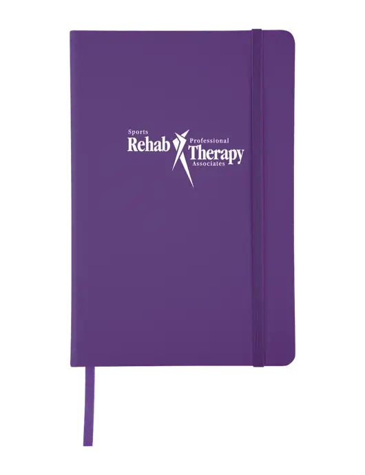 Purple Comfort Touch Bound Journal 5 ¾" W x 8 ½” H w/Sports Rehab Logo