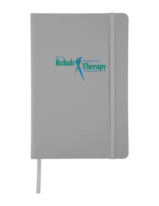 Light Medium Grey Comfort Touch Bound Journal 5 ¾" W x 8 ½” H w/Sports Rehab Logo
