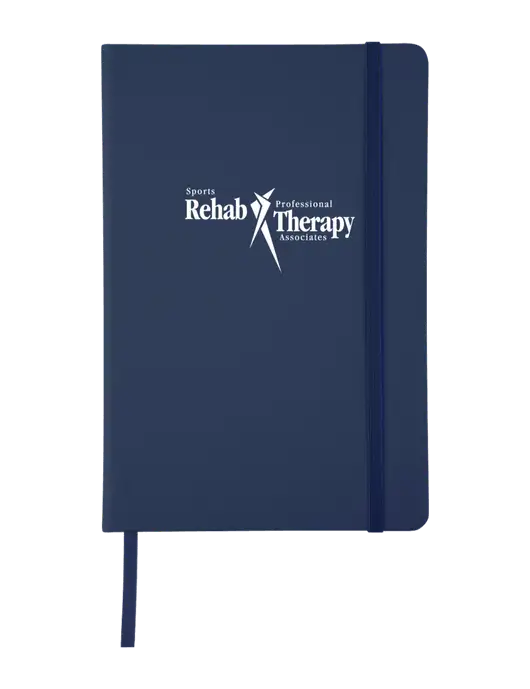 Dark Navy Comfort Touch Bound Journal 5 ¾" W x 8 ½” H w/Sports Rehab Logo