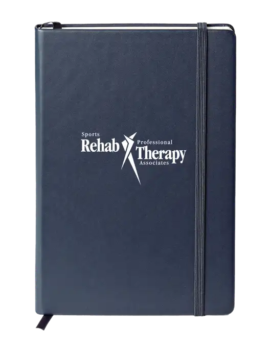 Neoskin Navy Hard Cover Journal 5.75 x 8.375 w/Sports Rehab Logo
