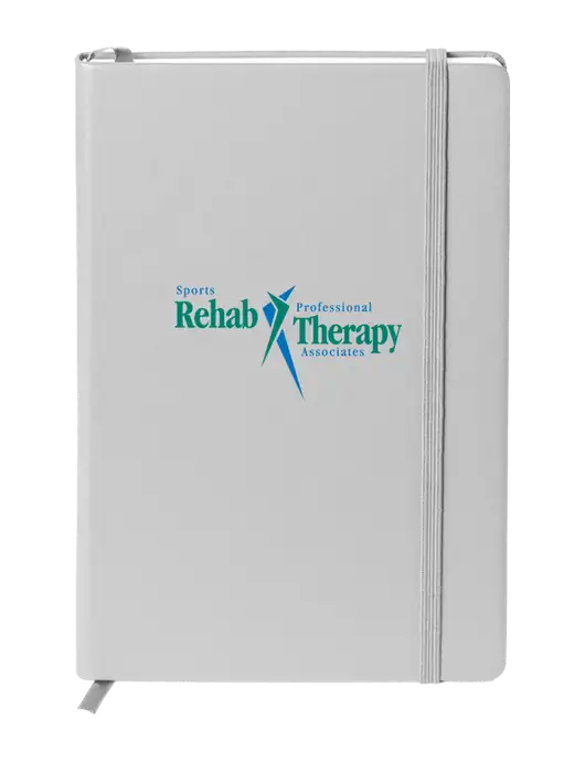 Neoskin Silver Hard Cover Journal 5.75 x 8.375
 w/Sports Rehab Logo