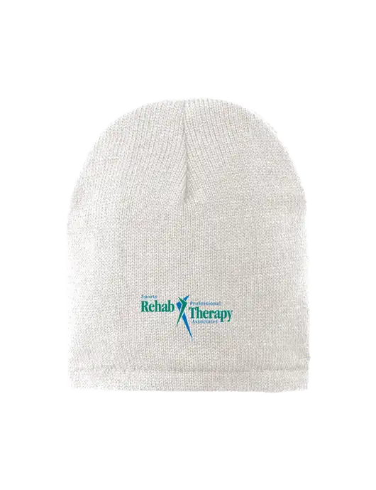 White Fleece-Lined Beanie Cap w/Sports Rehab Logo