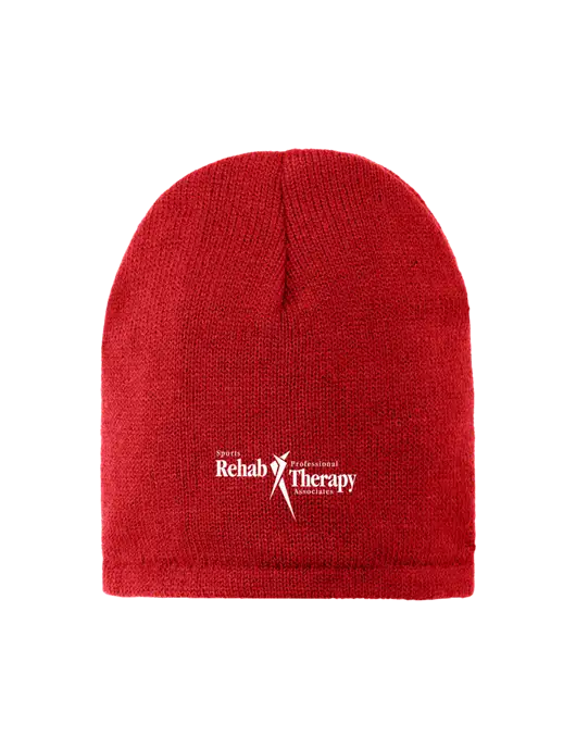 Red Fleece-Lined Beanie Cap w/Sports Rehab Logo