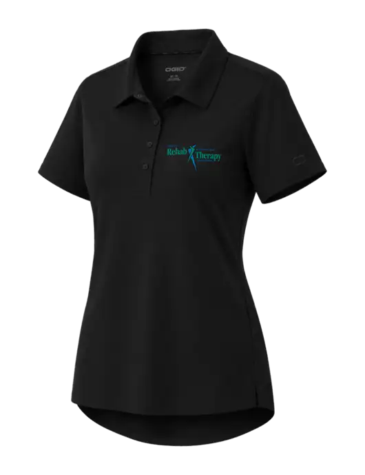 OGIO Womens Envision Black Polo w/Sports Rehab Logo