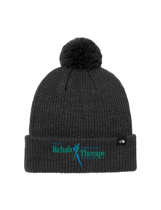The North Face Black Heather Pom Beanie w/Sports Rehab Logo