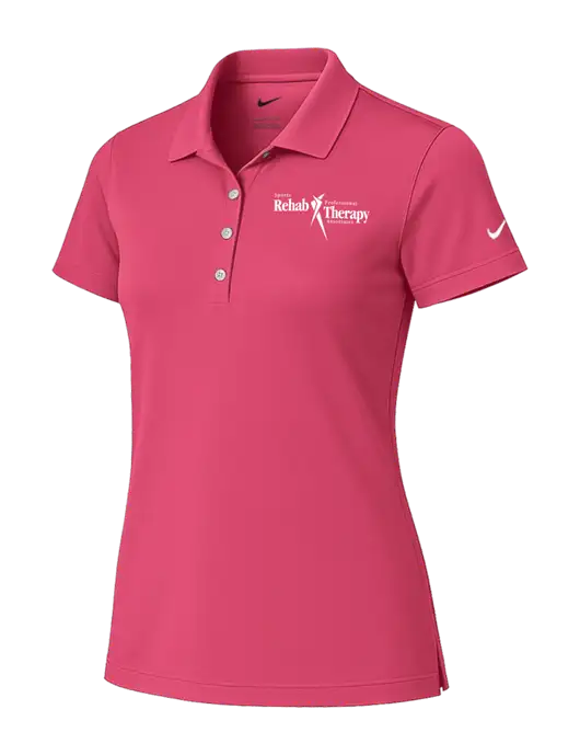 Nike Womens Dark Pink Tech Basic Dri-FIT Polo
 w/Sports Rehab Logo