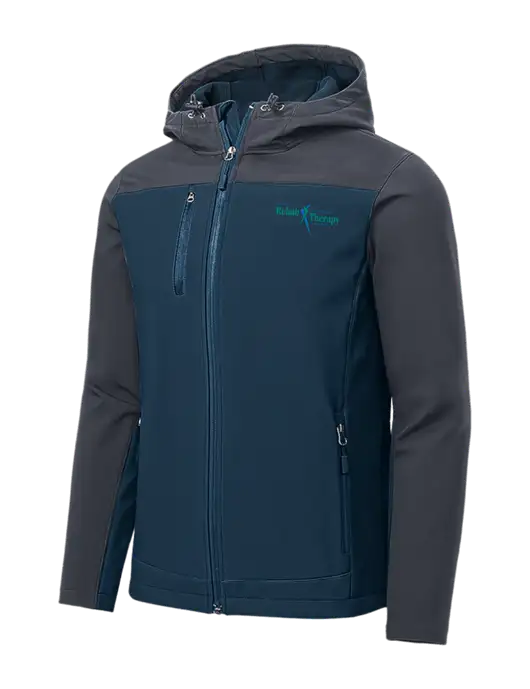 Hooded Core Navy/Dark Grey Soft Shell Jacket w/Sports Rehab Logo