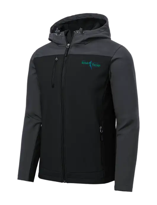 Hooded Core Dark Grey/Black Soft Shell Jacket w/Sports Rehab Logo