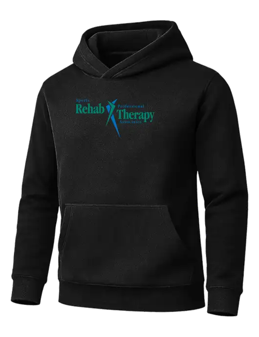Cornerstone Black Tough Heavyweight Fleece Pullover Hoodie w/Sports Rehab Logo