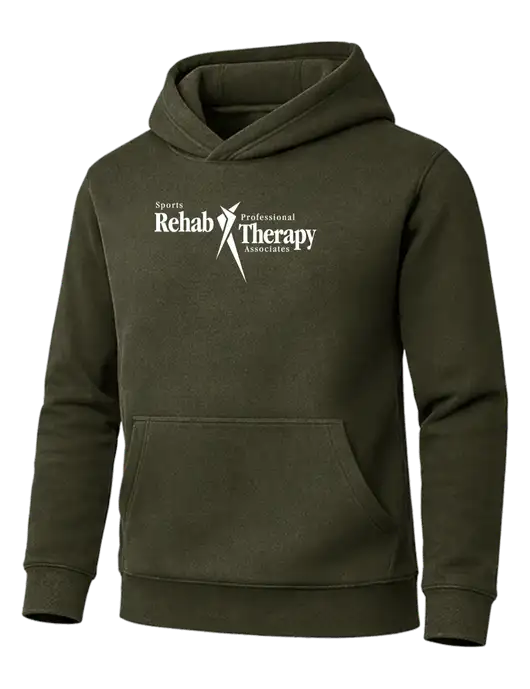 Cornerstone Dark Olive Green Tough Heavyweight Fleece Pullover Hoodie w/Sports Rehab Logo