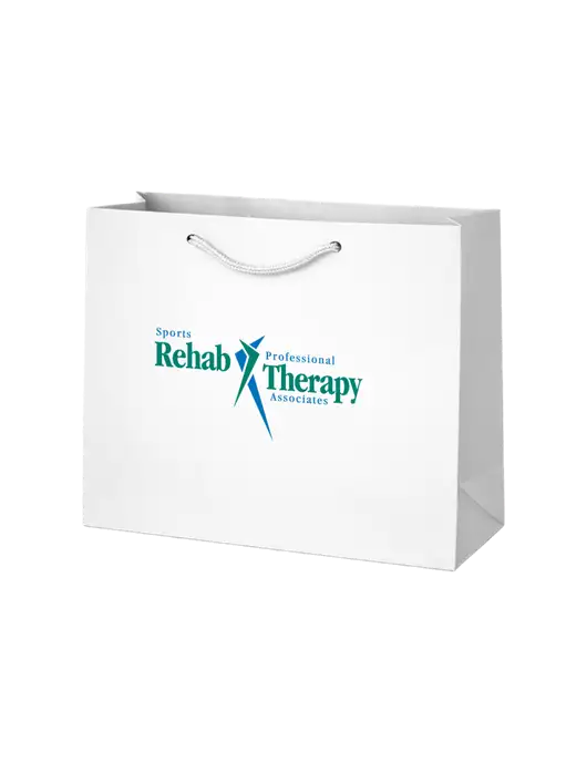 Gift Bag White Matte 9 x 7 w/Sports Rehab Logo