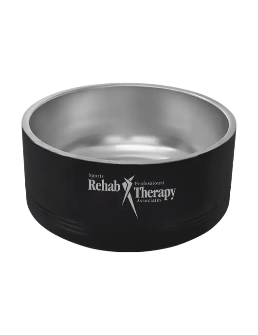 Polar Camel 64 oz. Large Black Pet Bowl w/Sports Rehab Logo