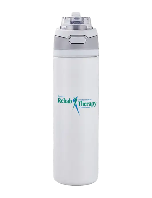 White Sip or Flip 24oz Vacuum Insulated Stainless Steel Bottle  w/Sports Rehab Logo
