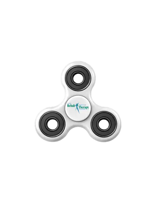 White Fidget Spinner w/Sports Rehab Logo