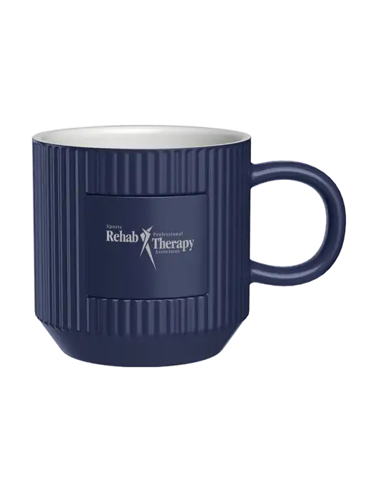 Daystarter 10 oz Navy Mug w/Sports Rehab Logo