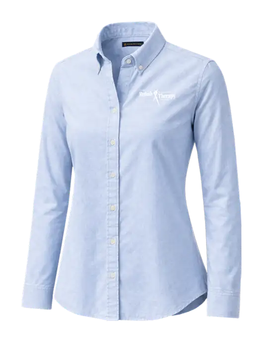 Brooks Brothers Womens Casual Light Blue Oxford Cloth Shirt w/Sports Rehab Logo