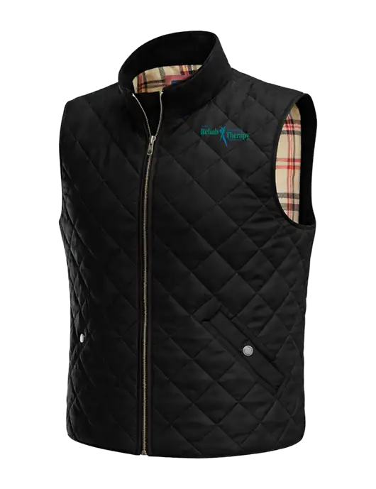 Brooks Brothers Black Quilted Vest w/Sports Rehab Logo