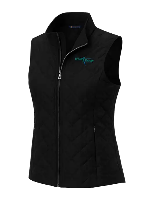 Brooks Brothers Womens Black Quilted Vest w/Sports Rehab Logo