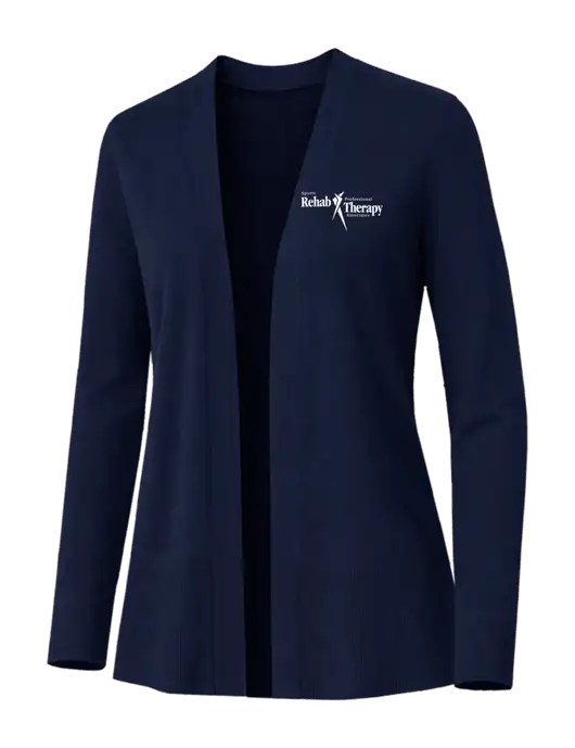 Brooks Brothers Womens Cotton Stretch Long Navy Cardigan Sweater w/Sports Rehab Logo