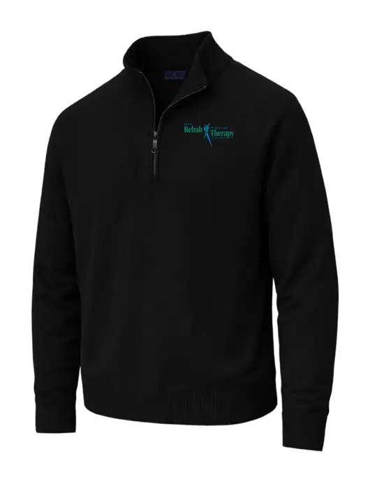 Brooks Brothers Cotton Stretch 1/4-Zip Black Sweater w/Sports Rehab Logo