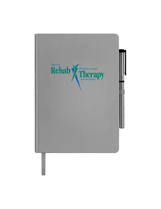 Soft Touch Medium Grey Journal and Gel Pen Combo w/Sports Rehab Logo