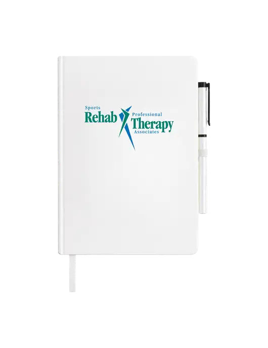 Soft Touch White Journal and Gel Pen Combo w/Sports Rehab Logo