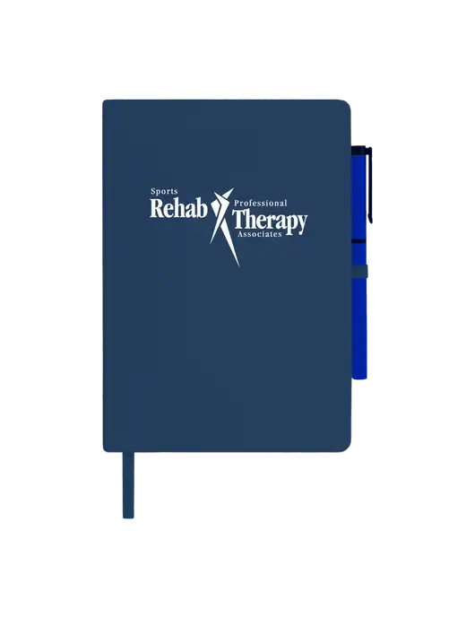 Soft Touch Dark Navy Journal and Gel Pen Combo w/Sports Rehab Logo