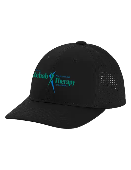 Pro-Cut Structured Snapback with Pinhole Mesh Black Cap w/Sports Rehab Logo