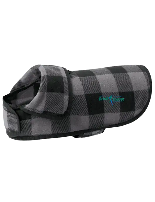 Pawsh Buffalo Grey/Black Check Pet Fleece Jacket w/Sports Rehab Logo