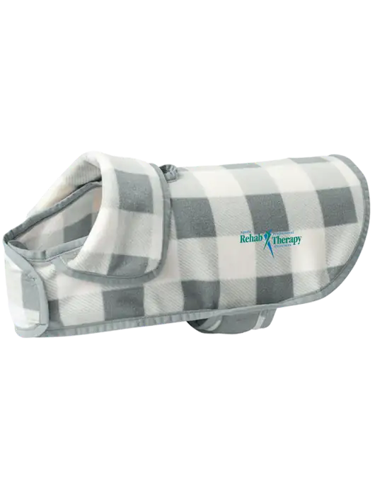 Pawsh Buffalo Medium Grey/White Check Pet Fleece Jacket w/Sports Rehab Logo