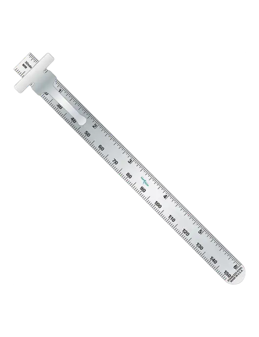 Slim Pocket Ruler 6” Stainless Steel Measuring 32nds & Metric w/Sports Rehab Logo