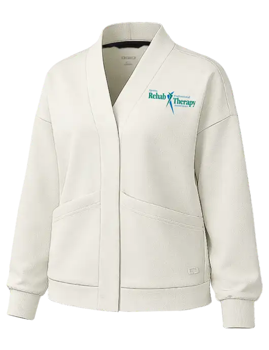 OGIO Womens Transcend Ivory Cardigan w/Sports Rehab Logo