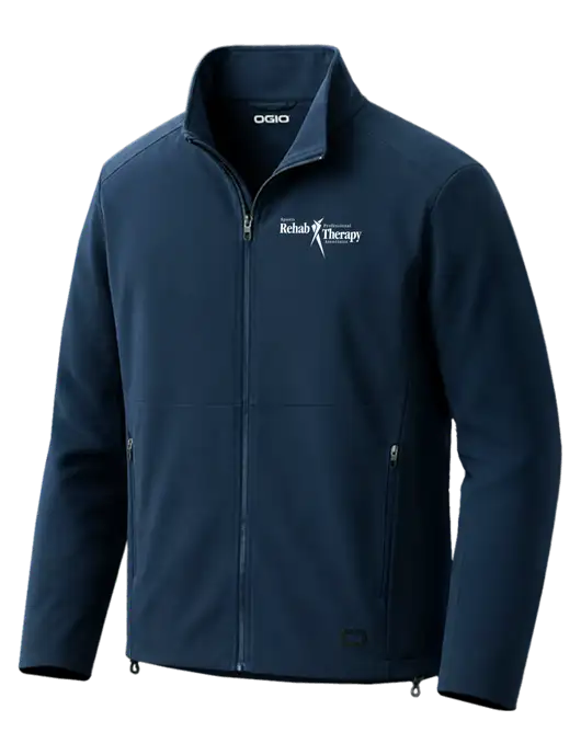 OGIO Kinetic Soft Shell Dark Navy Jacket w/Sports Rehab Logo