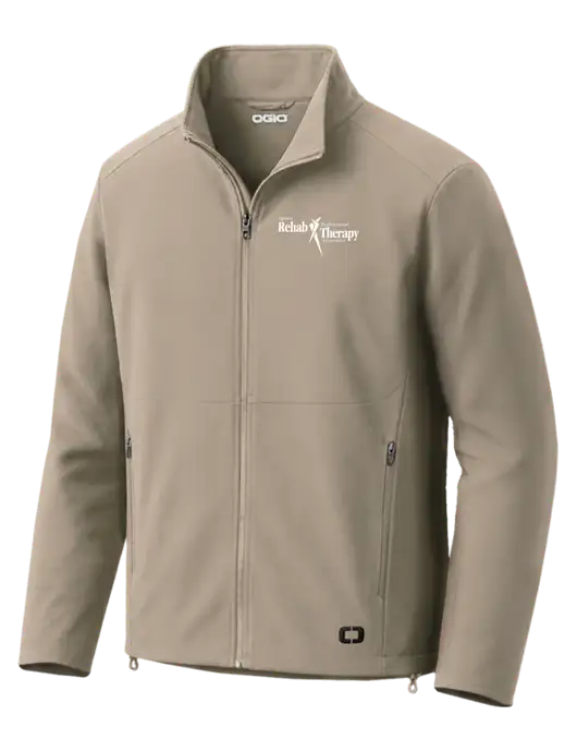 OGIO Kinetic Soft Shell Tan Jacket w/Sports Rehab Logo