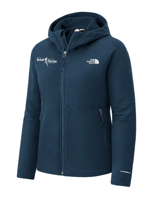 The North Face Womens Dark Navy Barr Lake Hooded Soft Shell Jacket w/Sports Rehab Logo