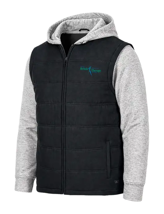 TravisMathew Tides Up Hooded Black/Light Gray Heather Jacket w/Sports Rehab Logo