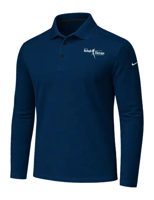 Nike Navy Dri-FIT Micro Pique 2.0 Long Sleeve Polo w/Sports Rehab Logo