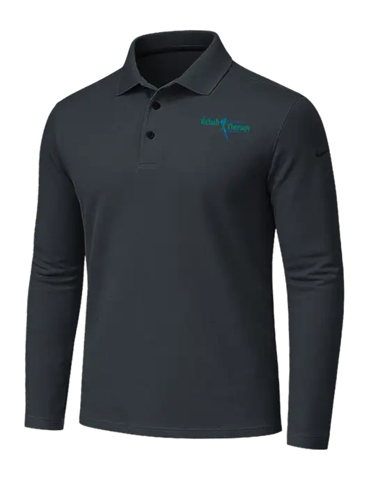 Nike Dark Grey Dri-FIT Micro Pique 2.0 Long Sleeve Polo w/Sports Rehab Logo