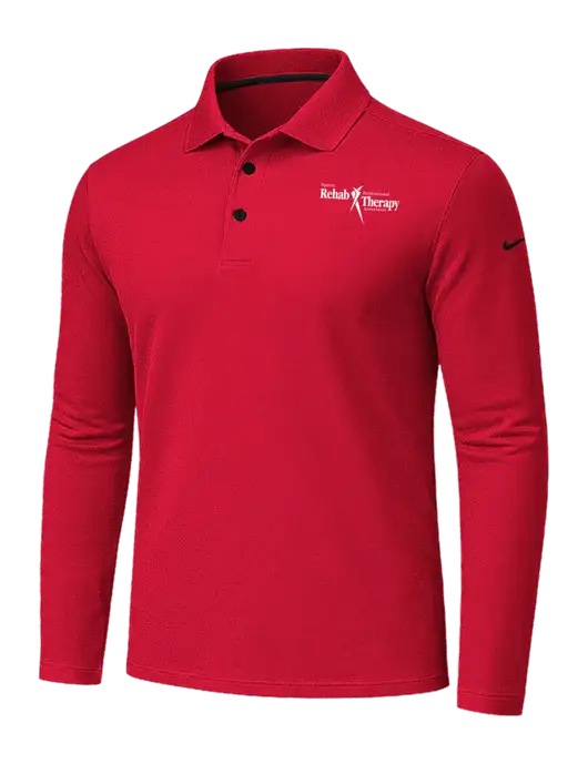 Nike Red Dri-FIT Micro Pique 2.0 Long Sleeve Polo w/Sports Rehab Logo